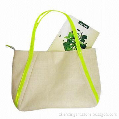 Jute Beach Bag with Reflective PVC Handle